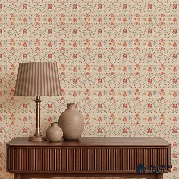 Phulkari Indian Soft Feel 6 Meter x 0.5 Meter Wallpaper Roll in Beige Color
