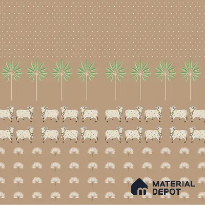 Pichwai Cow Painting Inspired for Walls, Brown Color Customised Handmade (Customised Wallpaper)