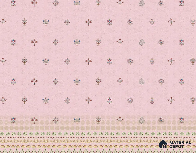 Pink Indian Motif Wallpaper for Bedrooms Indrani Series Handmade Patterned Design (Customised Size Wallpaper )