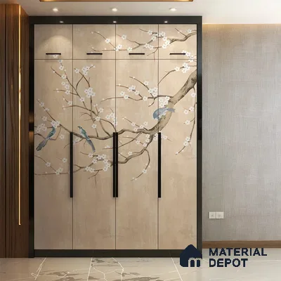 Plum Blossom Chinoiserie Style Cream Color Canvas Wallpaper for Rooms