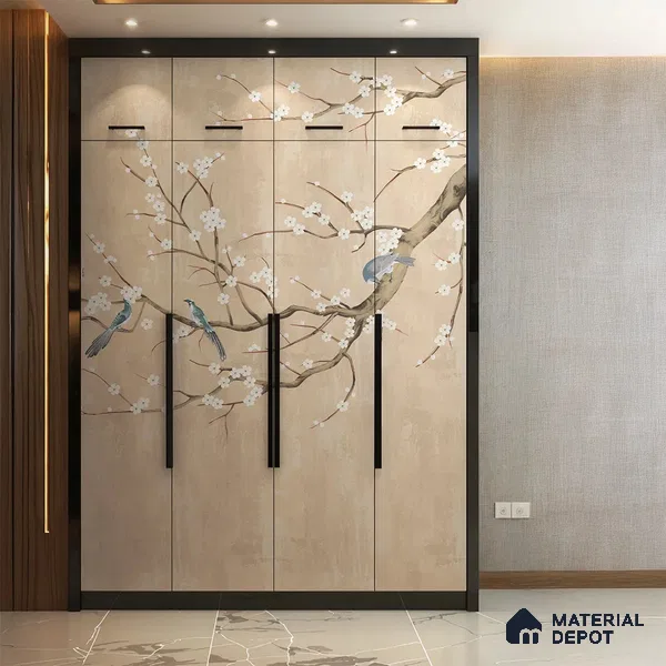 Plum Blossom Chinoiserie Style Cream Color Canvas Wallpaper for Rooms