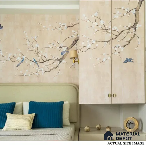 Plum Blossom Chinoiserie Style Cream Color Soft Feel Wallpaper for Rooms