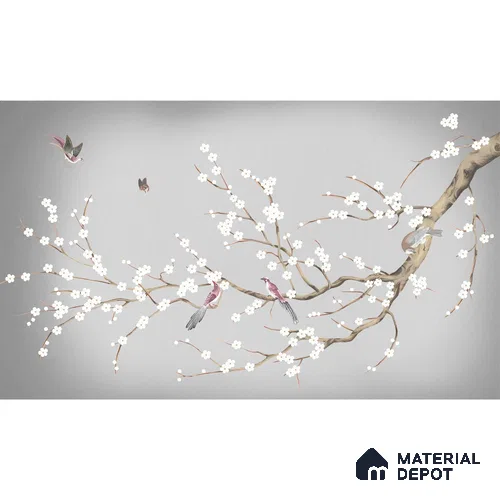 Plum Blossom Chinoiserie Style for Rooms Handmade (Customised Wallpaper)