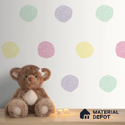 Polka Dots, Pastel Colors, Children Nursery Wallpaper 10 Meter x 19.68 Inches Soft Feel Paper Type Wallpaper -54 Sq. Ft. | Minimum 15% wastage during installation