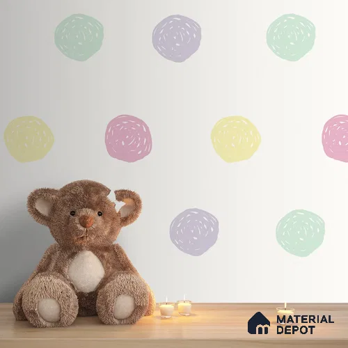 Polka Dots, Pastel Colors, Children Nursery Wallpaper 10 Meter x 19.68 Inches Soft Feel Paper Type Wallpaper -54 Sq. Ft. | Minimum 15% wastage during installation