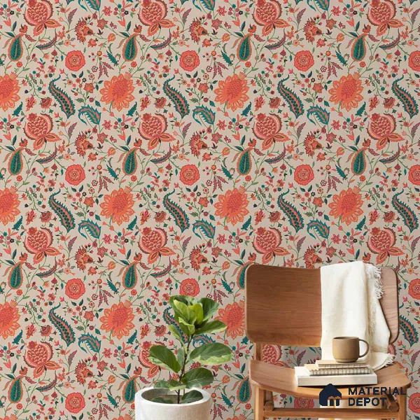 Premium Indian Colorful Room 10 Meter x 19.68 inches Soft Feel Wallpaper - 54 Sq. Ft. | Minimum 15% wastage during installation