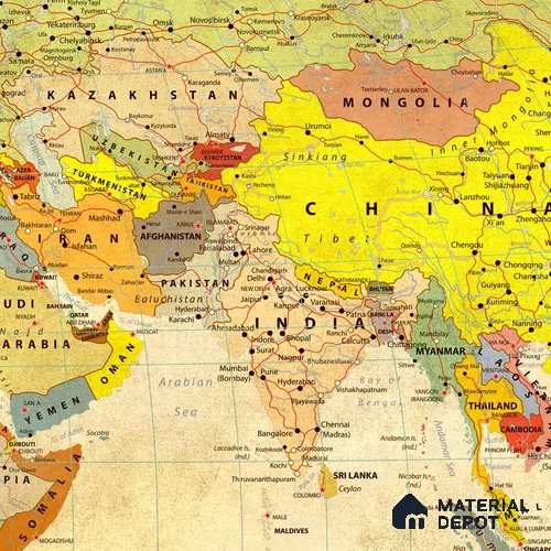 Premium Vintage World Map Wallpaper, Homes & Offices, Customised Indrani Series Soft Feel Map Design (Customised Size Wallpaper )