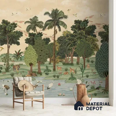 Ran Shringar Canvas Wallpaper, Creamish Beige
