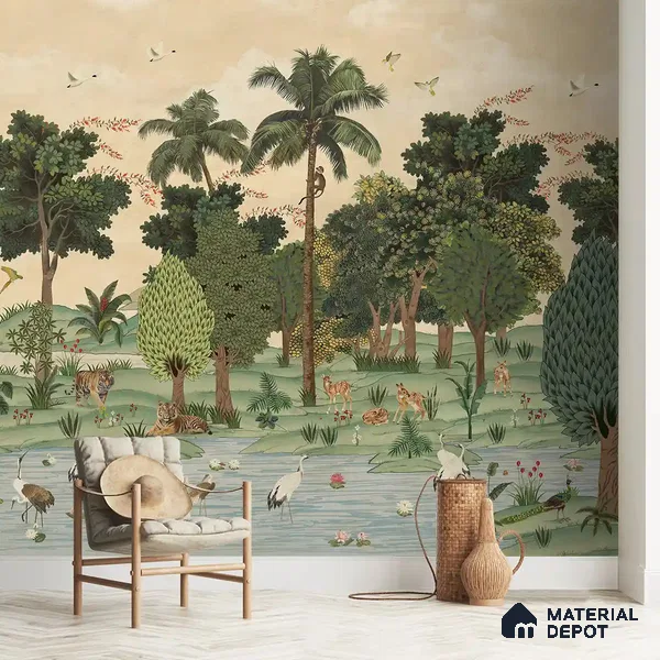 Ran Shringar Canvas Wallpaper, Creamish Beige