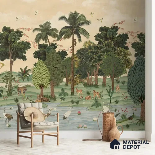 Ran Shringar Canvas Wallpaper, Creamish Beige