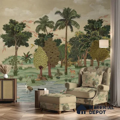 Ran Shringar Canvas Wallpaper, Creamish Beige