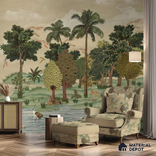 Ran Shringar Canvas Wallpaper, Creamish Beige