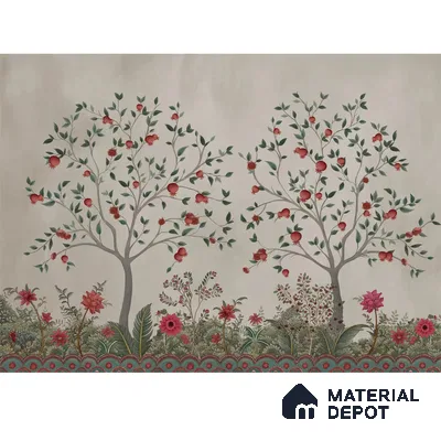 Rang Baag Indian Canvas Wallpaper for Homes | Pomegranate | Customised Size Wallpaper