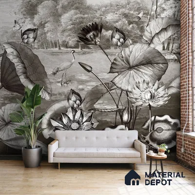 Retro Style Tropical Themed Wallpapers for Rooms Indrani Series Soft Feel Tropical Design (Customised Size Wallpaper )