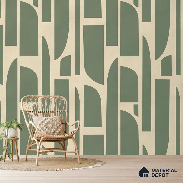 Rhythms Abstract Theme Modern Room , Green Color Handmade (Customised Wallpaper)