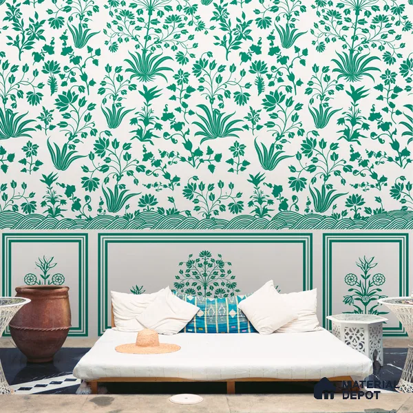 Roop Mahal, Vintage Wallpaper Design Sukoon Series Canvas Florals Design (Customised Size Wallpaper)
