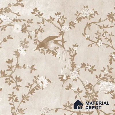 Rosa Chinoiserie Handmade Wallpaper in Clay Beige Color