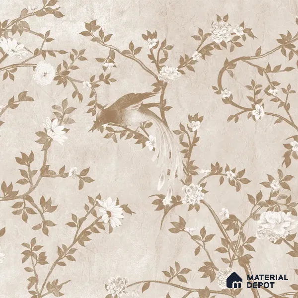 Rosa Chinoiserie Handmade Wallpaper in Clay Beige Color