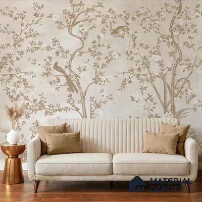 Rosa Chinoiserie Handmade Wallpaper in Clay Beige Color