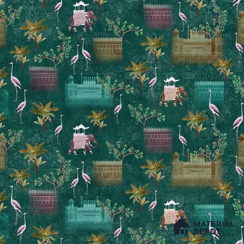 Royal Garden, an Indian Scenic Wallpaper Sukoon Series Handmade Nature Design (Customised Size Wallpaper)
