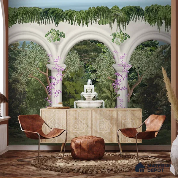 Saanjh, Foliage Theme Wallpaper for Walls Sukoon Series Handmade Patterned Design (Customised Size Wallpaper)