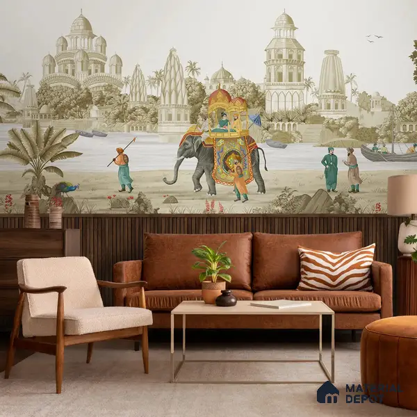 Safar Vintage Indian Scenic Handmade Wallpaper (Customised Wallpaper)