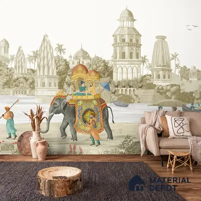 Safar Vintage Indian Scenic Handmade Wallpaper (Customised Wallpaper)