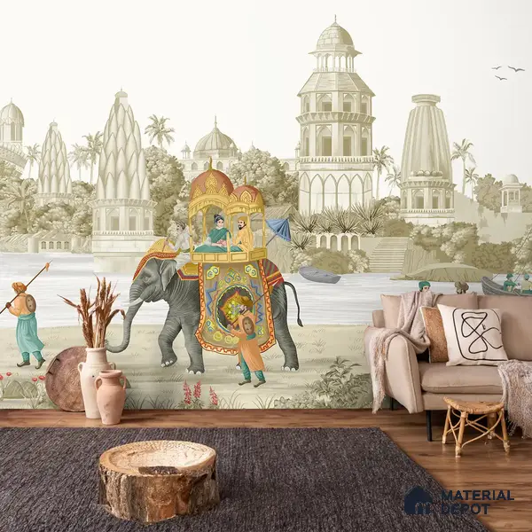 Safar Vintage Indian Scenic Handmade Wallpaper (Customised Wallpaper)