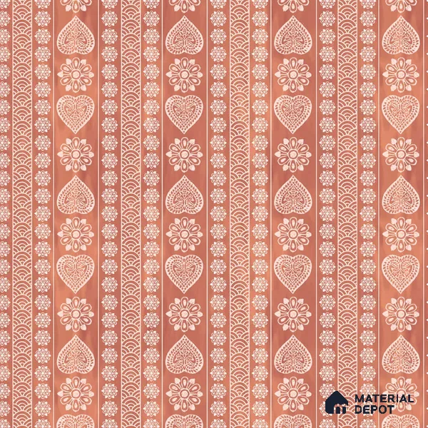 Sarangi Rajasthani Block Print Design Canvas Wallpaper Rust