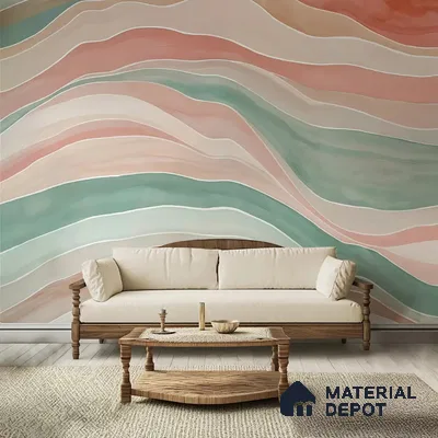 Serene Ocean Walter Color Style for Rooms Pink Canvas (Customised Wallpaper)