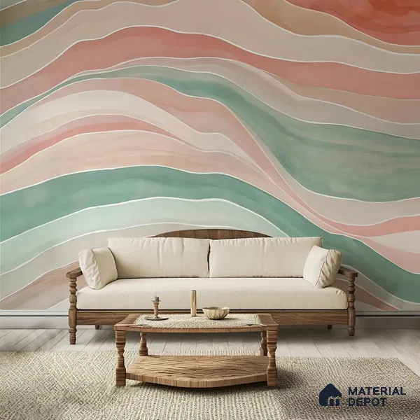 Serene Ocean Walter Color Style for Rooms Pink Canvas (Customised Wallpaper)