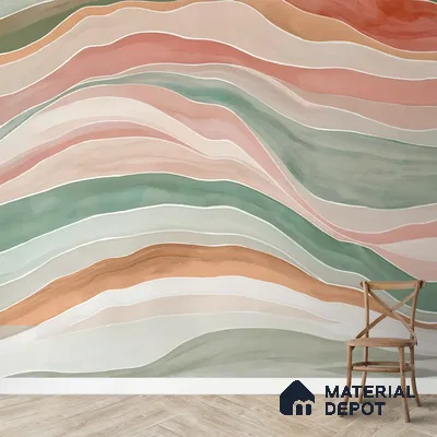 Serene Ocean Walter Color Style for Rooms Pink Canvas (Customised Wallpaper)