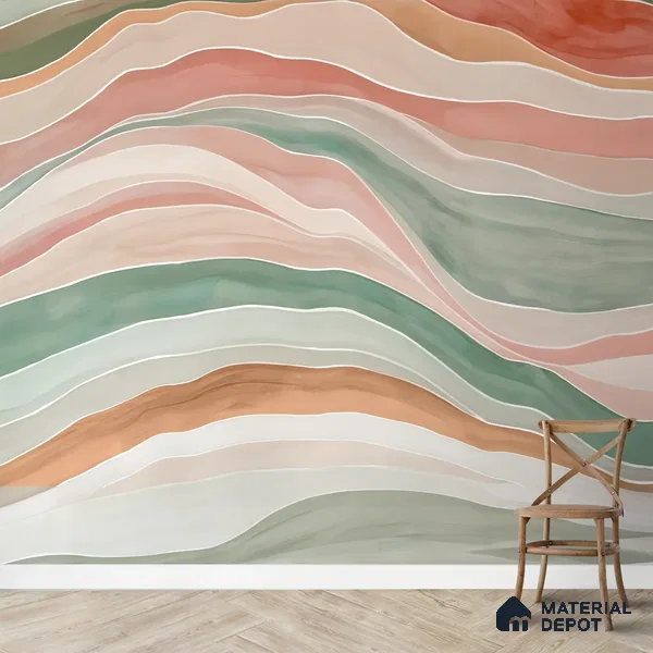 Serene Ocean Walter Color Style for Rooms Pink Canvas (Customised Wallpaper)