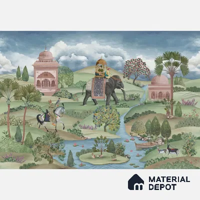 Shaan, Indian Scenic Design Customised Sandstone Wallpaper for Rooms