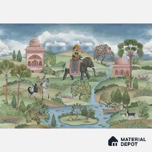 Shaan, Indian Scenic Design Customised Sandstone Wallpaper for Rooms