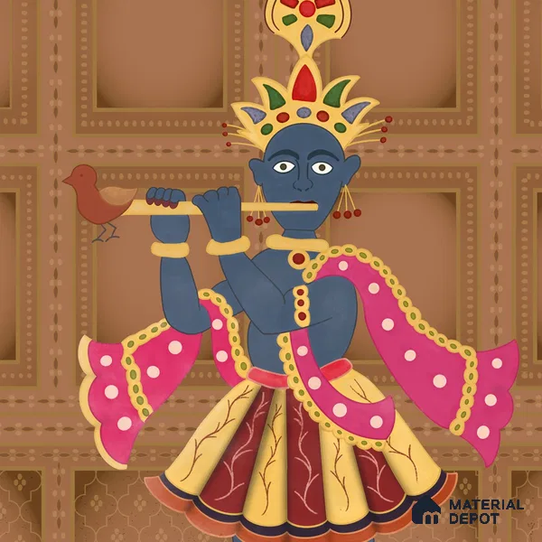 Shrinathji's Garden: Pichwai Inspired Wallpaper for Rooms Sukoon Series Canvas Patterned Design (Customised Size Wallpaper)
