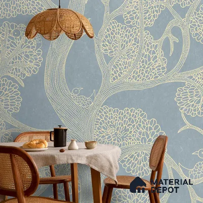 Suhani Indian Madhubani Art light Blue Canvas (Customised Wallpaper)