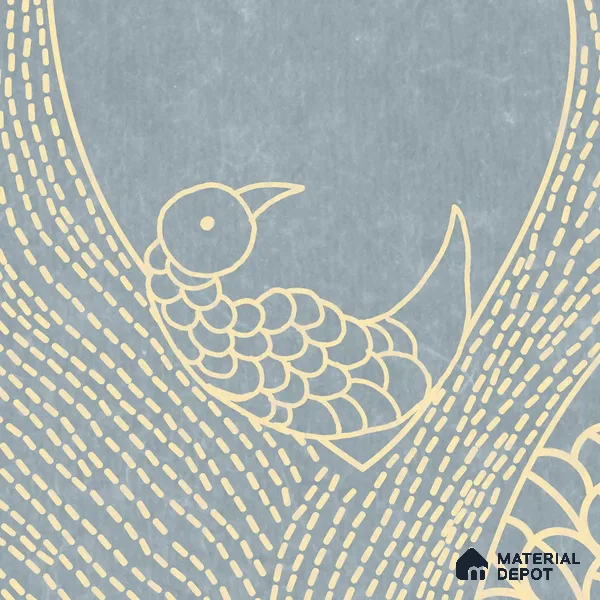 Suhani Indian Madhubani Art light Blue Handmade (Customised Wallpaper)
