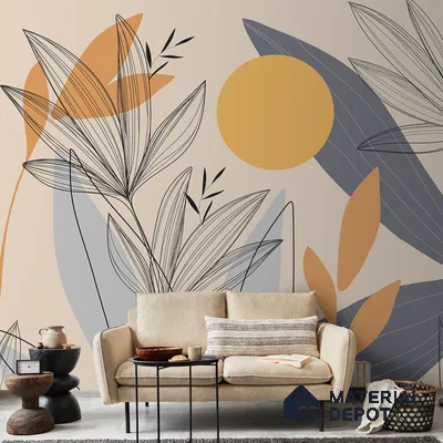 Sunrise Abstract Floral Line Art for Wall Canvas (Customised Wallpaper)