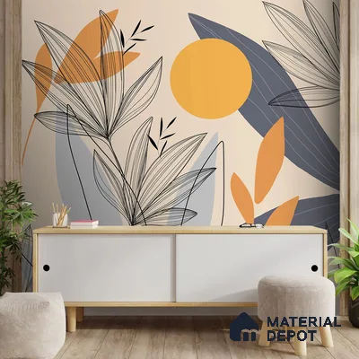 Sunrise Abstract Floral Line Art for Wall Canvas (Customised Wallpaper)