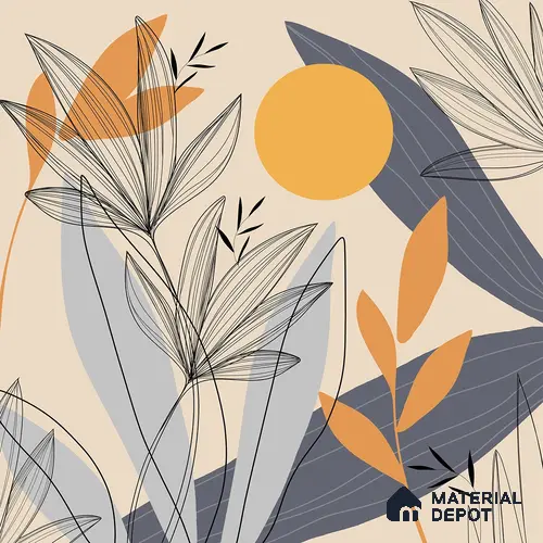 Sunrise Abstract Floral Line Art for Wall Soft Feel (Customised Wallpaper)
