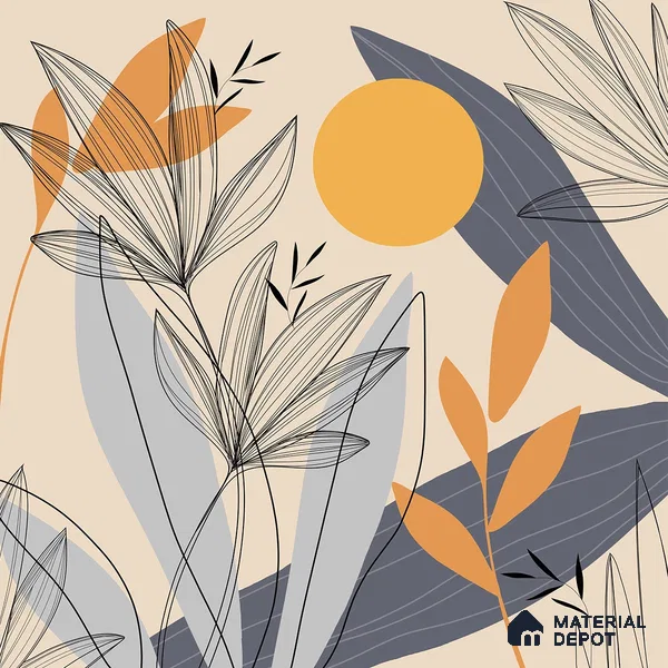 Sunrise Abstract Floral Line Art for Wall Canvas (Customised Wallpaper)