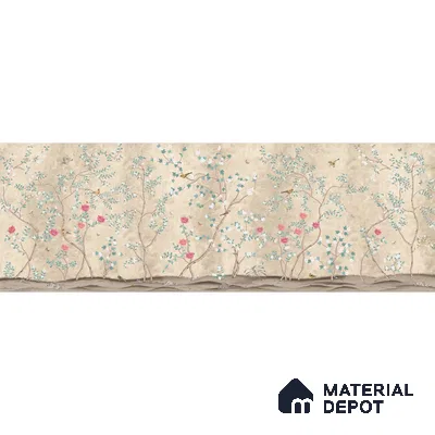 Sunset Serenade, Beige & Teal Chinoiserie Sandstone Wallpaper Design