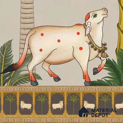 Surabhi Pichwai Wallpaper, Customised for Walls(Sandstone Paper)