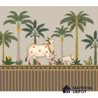 Surabhi Pichwai Wallpaper, Customised for Walls(Sandstone Paper)