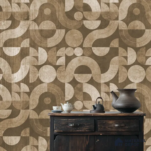 Sutra Sepia Abstract Geometric Pattern 10 Meter x 19.68 inches Soft Feel Wallpaper - 54 Sq. Ft. | Minimum 15% wastage during installation