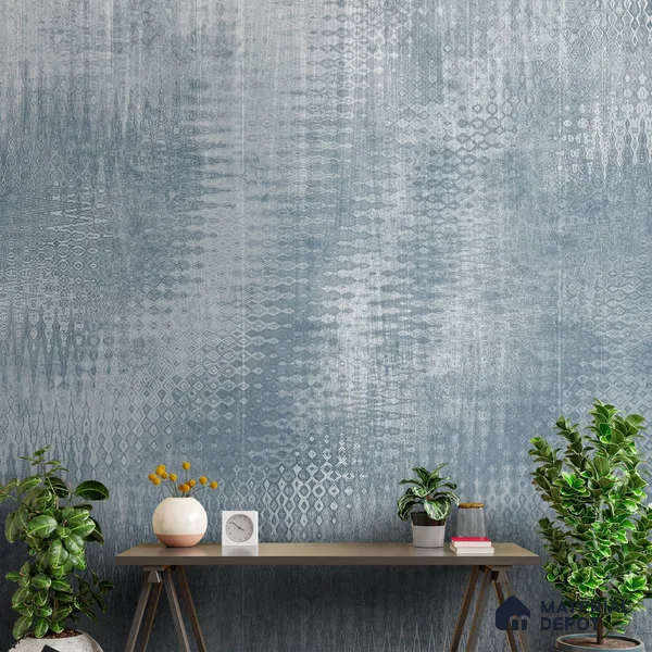 Textured Elements Harmony Wallpaper, Feather Blue Sukoon Series Soft Feel Abstract Design (Customised Size Wallpaper)