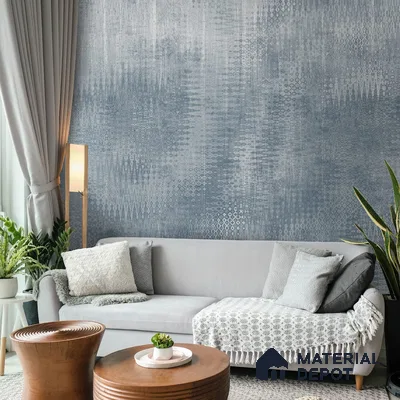 Textured Elements Harmony Wallpaper, Feather Blue Sukoon Series Soft Feel Abstract Design (Customised Size Wallpaper)