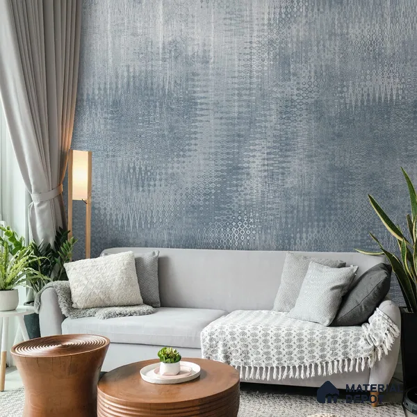 Textured Elements Harmony Wallpaper, Feather Blue Sukoon Series Soft Feel Abstract Design (Customised Size Wallpaper)