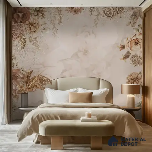Timeless Elegance: Vintage Hanging Floral Luxury Wallpaper Indrani Series Handmade Florals Design (Customised Size Wallpaper )